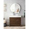 James Martin Vanities Linear 36in Single Vanity, Mid-Century Walnut w/ Glossy White Composite Stone Top 210-V36-WLT-GW